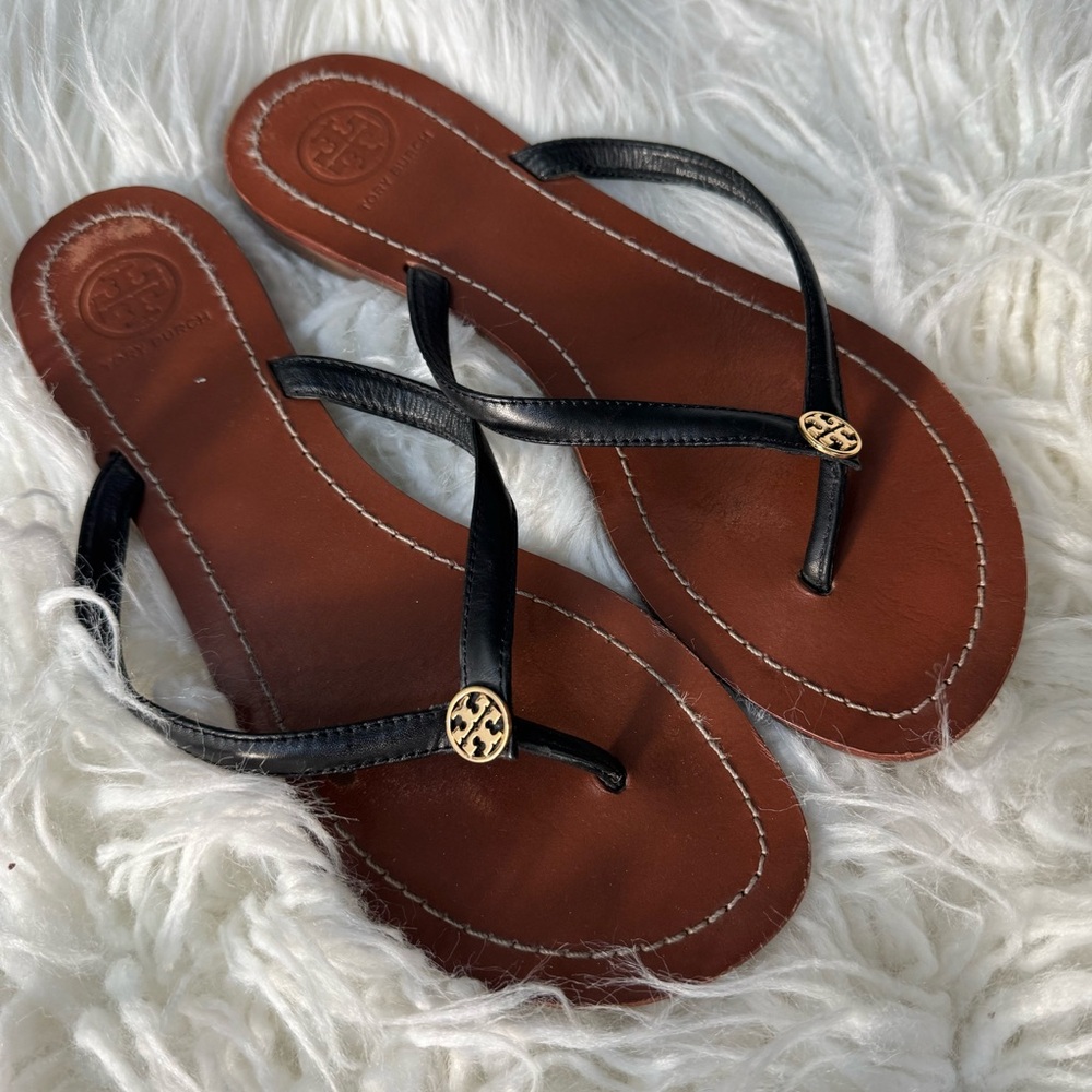 Tory Burch Black Leather Sandals Size 7